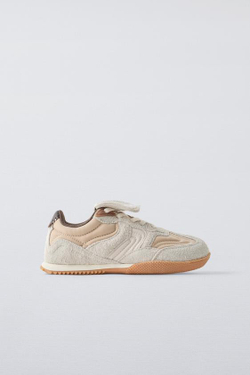 ZARA КРОССОВКИ С ЯЗЫЧКОМ, БЕЖЕВЫЙ