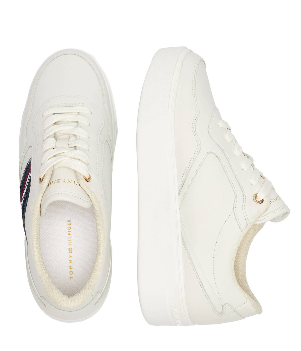 Кожаные кроссовки Tommy Hilfiger - экрю(FW0FW08348)