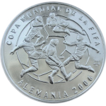 10 песо. Футбол. Чемпионат мира по футболу Германия 2006. Куба. Серебро. 2003 г.