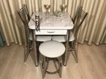 Кухонный раскладной стол с ящиком Grey Marble
