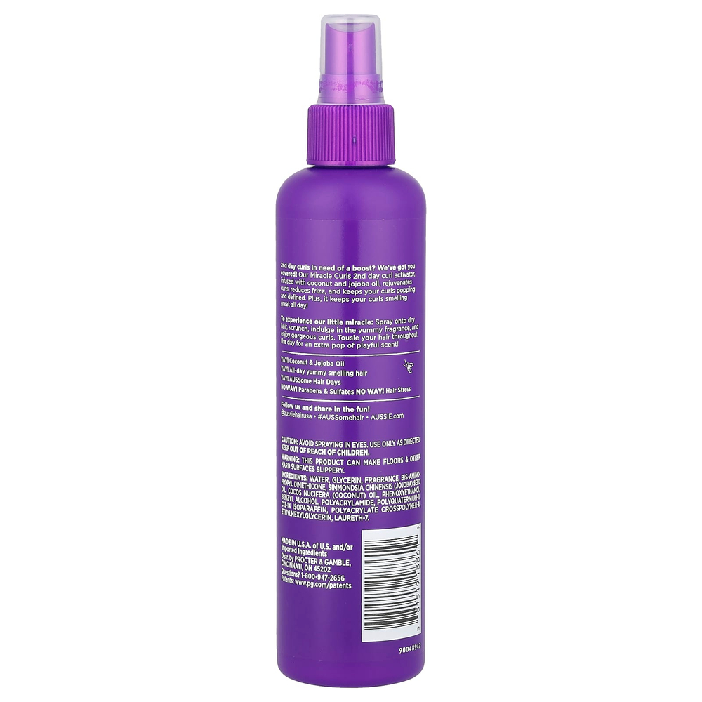 Aussie, Miracle Curls, активатор локонов для 2-х дневных локонов с кокосом и маслом жожоба, 251 мл (8,5 жидк. унц.)