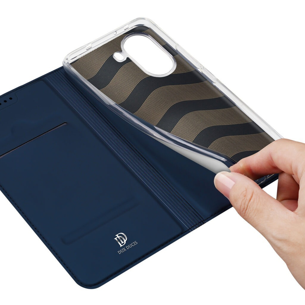 Чехол книжка из PU кожи синего цвета от Dux Ducis для Xiaomi Redmi Turbo 4 и Poco X7 Pro, серия Skin Pro Series Case
