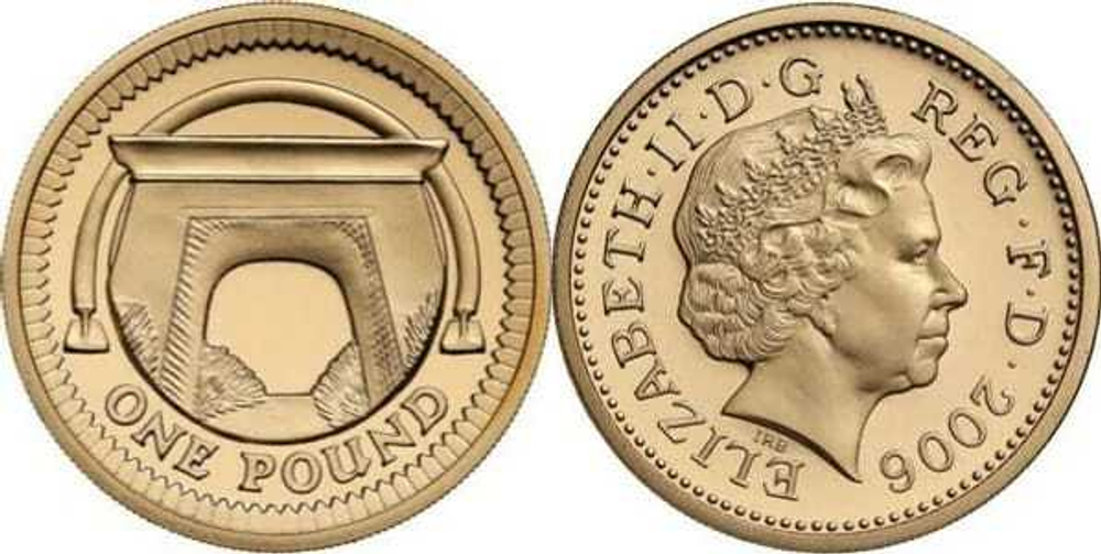 Великобритания 1 фунт, 2006 Египетская арка Макнейла UNC