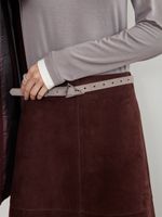 БАЗОВЫЙ ТОНКИЙ РЕМЕНЬ С ТРЕУГОЛЬНОЙ ПРЯЖКОЙ ЗАМША СЕРЫЙ