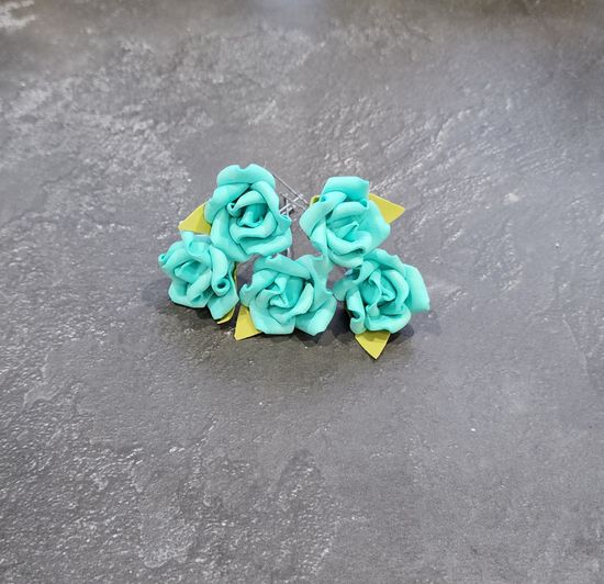 Набор шпилек "Розы большие" латекс, 3 шт, бирюза