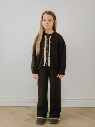 Кардиган вязаный с рюшкой, Шоколад