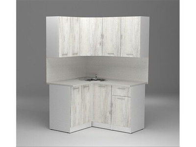 Кухонный гарнитур Алина прайм 1200*1400 мм, каркас ЛДСП, фасад ЛДСП, Белый/Пайн белый