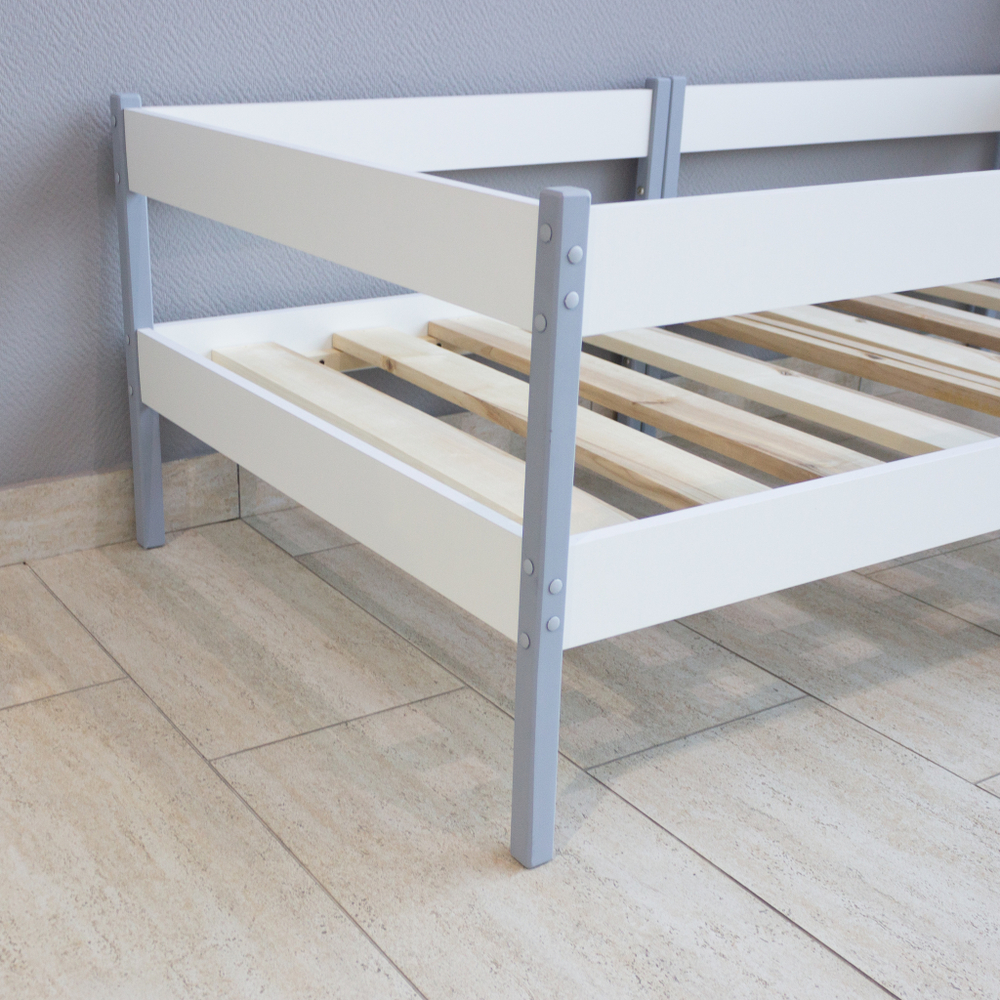 Кровать подростковая "Малютка ЛД" 160*80 см., белая/серая (СЧ)