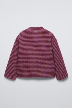 ZARA КУРТКА-ТОГГЛ В КЛЕТКУ, ПУРПУРНЫЙ