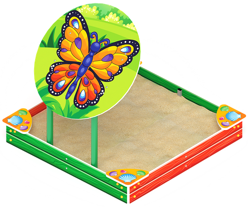Песочница средняя с навесом Бабочка (Ракушки)