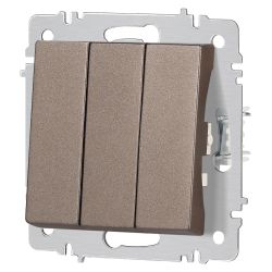 Выключатель Intro Accent 6-106-08 тройной, 10А-250В, IP20, СУ, AL/CU, бронза