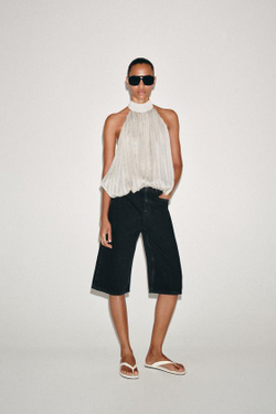 ZARA ДЖИНСОВЫЕ ШОРТЫ СО СРЕДНЕЙ ПОСАДКОЙ — ZW COLLECTION, ЧЕРНЫЙ