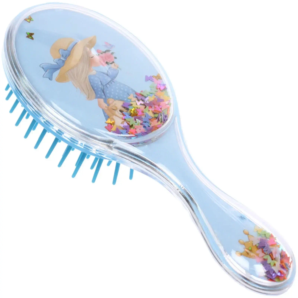 Расческа массажная детская «ФРАТТИ БУМ», малышка Натали, форма овал, 13*6см (блистер Ультрамарин)