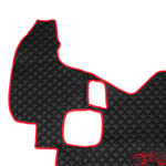 Ковры SCANIA 5 серии P (механика), (экокожа, черный, красный кант, красная вышивка)