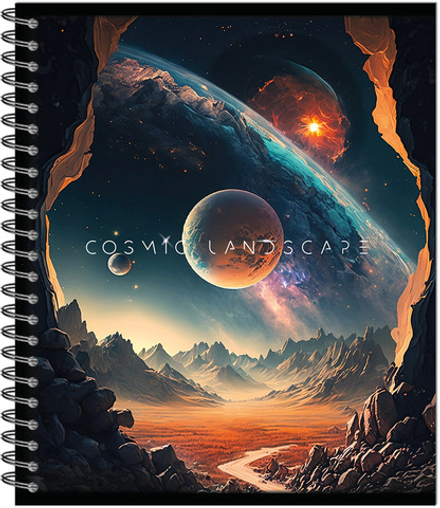 Тетрадь COSMIC LANDSCAPE 170х203, 96 л. гребень, , 4+0+выборочный УФ-лак, 4 диз