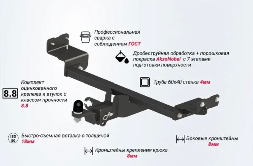 Фаркоп Sheriff на Hyundai Tucson 2021-, Kia Sportage 2022- без подрезки бампера. Тип шара: E (шаровый узел под американский квадрат). Нагрузки: 1650/75 кг, (без электрики в комплекте) - 4559.32 Sheriff