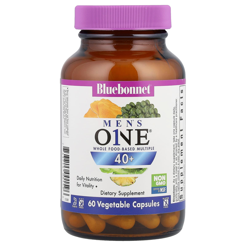 Bluebonnet Nutrition, Men's ONE® 40+, комплекс из цельных продуктов, 60 растительных капсул