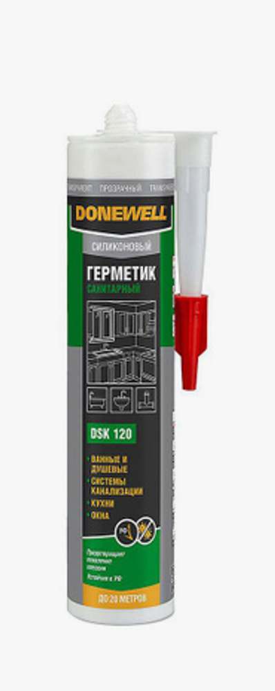 Герметик DoneWell 260мл силиконовый санитарный прозрачный DSK 120