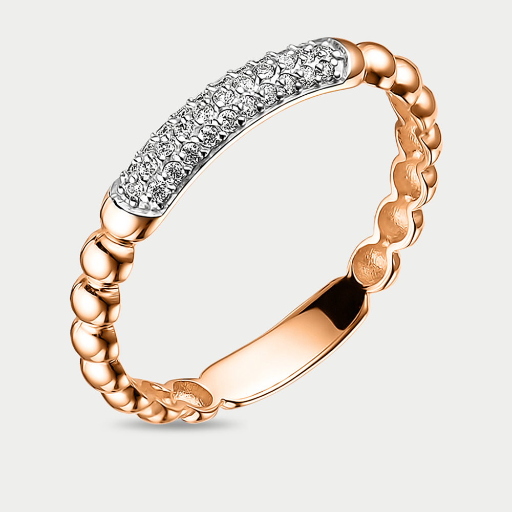Кольцо женское из розового золота 585 пробы с фианитами (арт. к4265)
