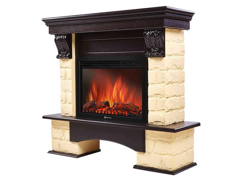 Портал Firelight Forte 25S камень бежевый, шпон венге
