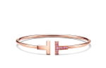 Браслет из розового золота 18k с розовыми сапфирами 💠Tiffany - T Wire - Единственный в наличии