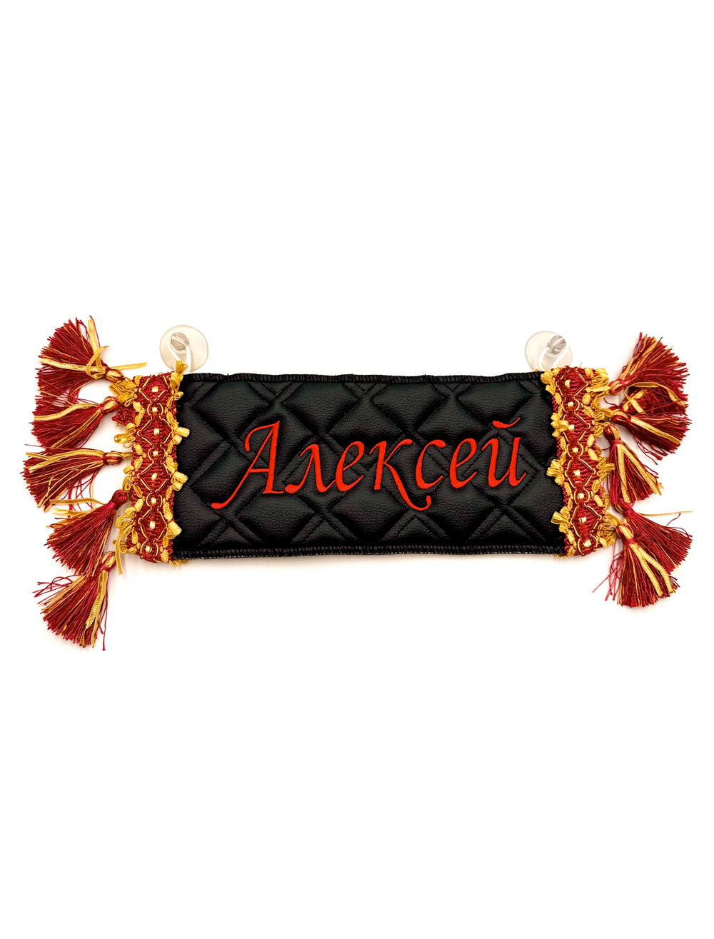 Карман Алексей (черный с красной вышивкой, экокожа)