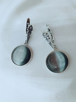 "Бенефис мод." серьги в серебряном покрытии из коллекции "Самоцветы" от Jenavi с английским замком