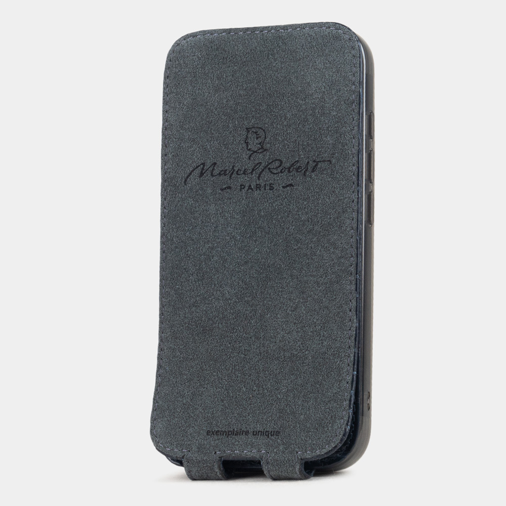 Чехол iPhone 16 Pro Max натуральная кожа аллигатора, синего цвета