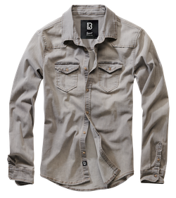 Brandit RILEY DENIM SHIRT LONG SLEEVE grey denim