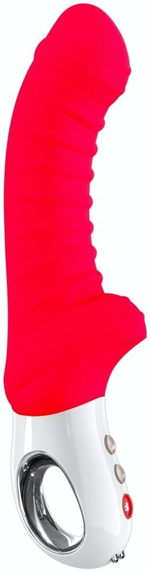 Красный вибратор с рёбрышками Tiger - 22,3 см. (Цвет: красный)