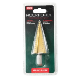 Сверло ступенчатое HSS 4241(4-32мм), в блистере RockForce##Rock FORCE RF-44740