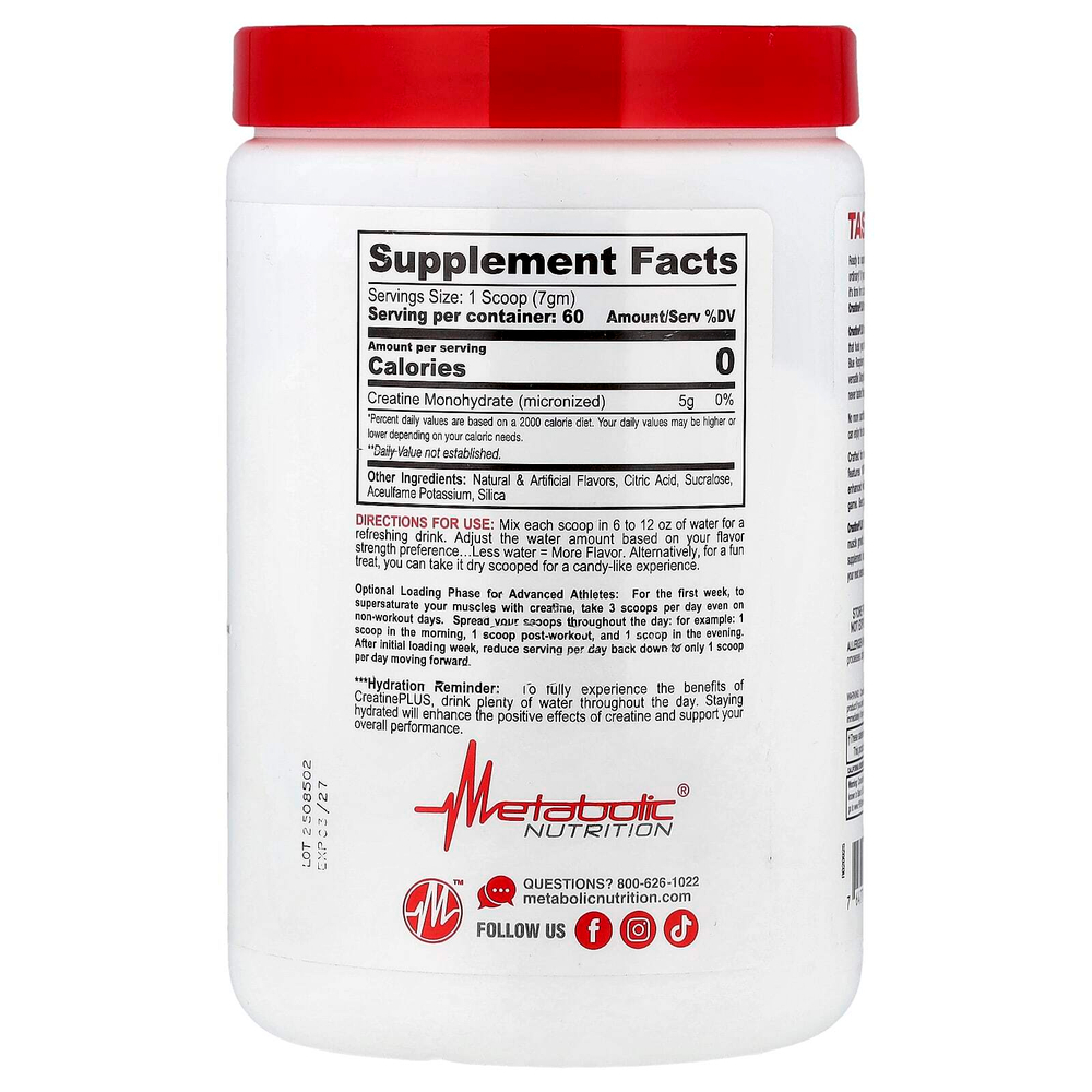 Metabolic Nutrition, Micronized Creatine ™ Plus, голубая малина, 420 г