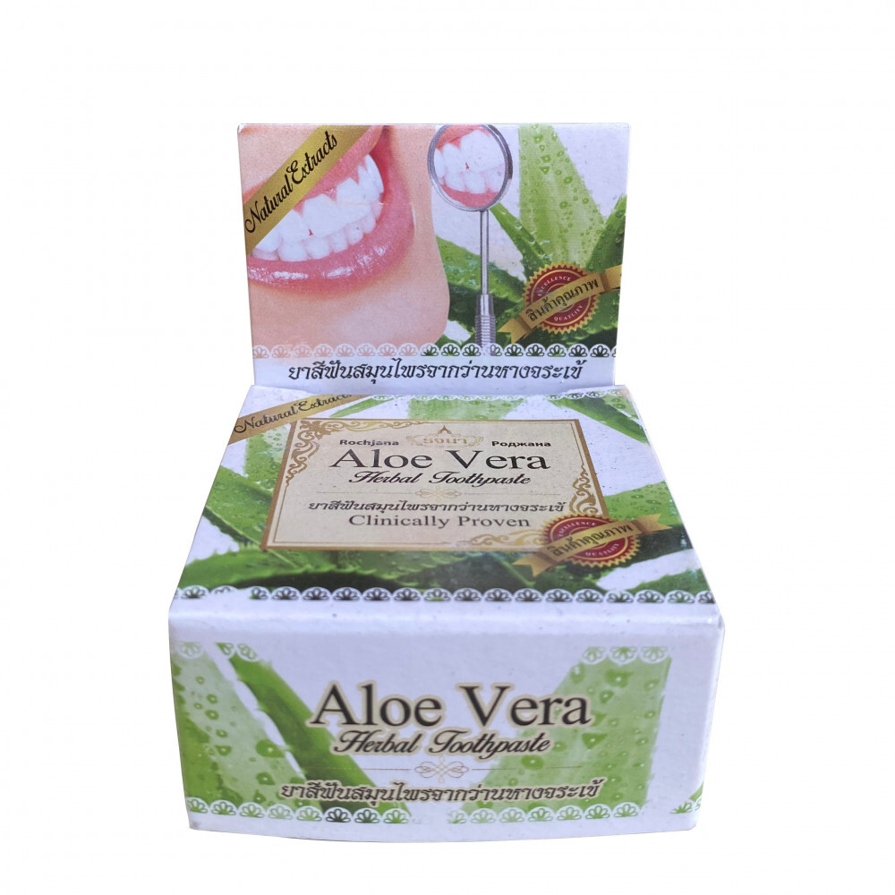 [Rochjana] Aloe Vera Toothpaste - Тайская Травяная Зубная Отбеливающая Паста - Алое Вера, 30 гр