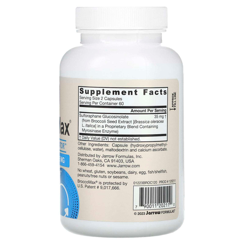 Jarrow Formulas, BroccoMax для веганов, 120 вегетарианских капсул (17,5 мг в 1 капсуле)
