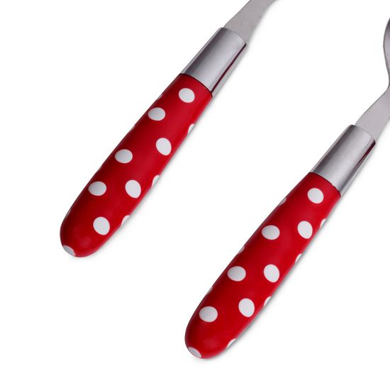 Набор столовых приборов 24 пр. с пластиковыми ручками на подставке (салатовый, красный, фиолетовый) Kamille