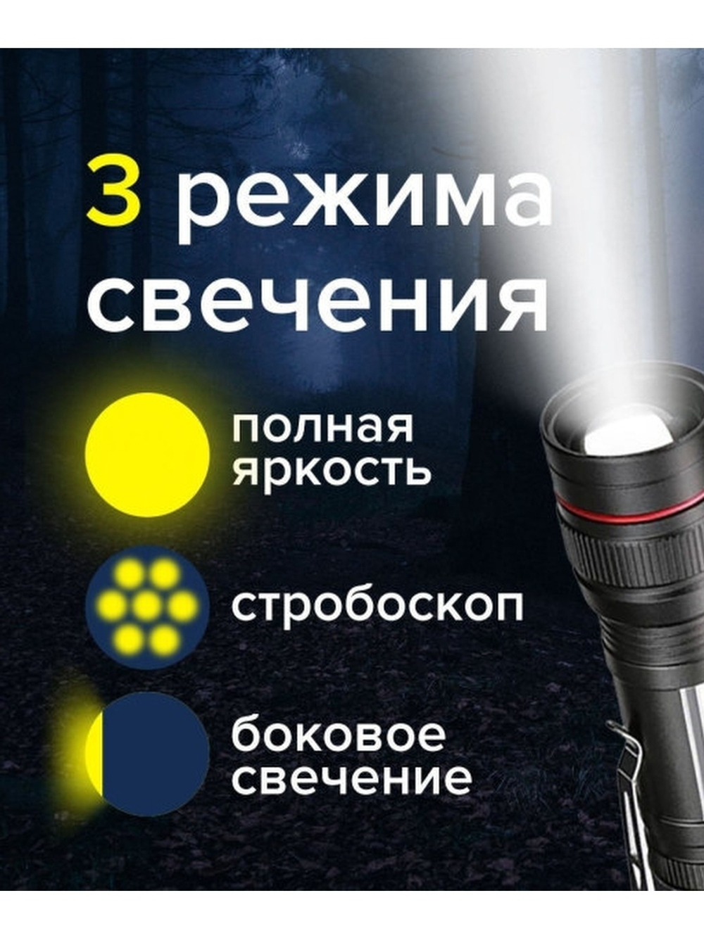 Мощный фонарь светодиодный аккумуляторный походный