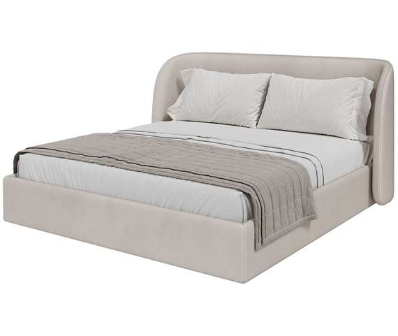 Кровать двуспальная Classic 180 см (молочный, велюр)