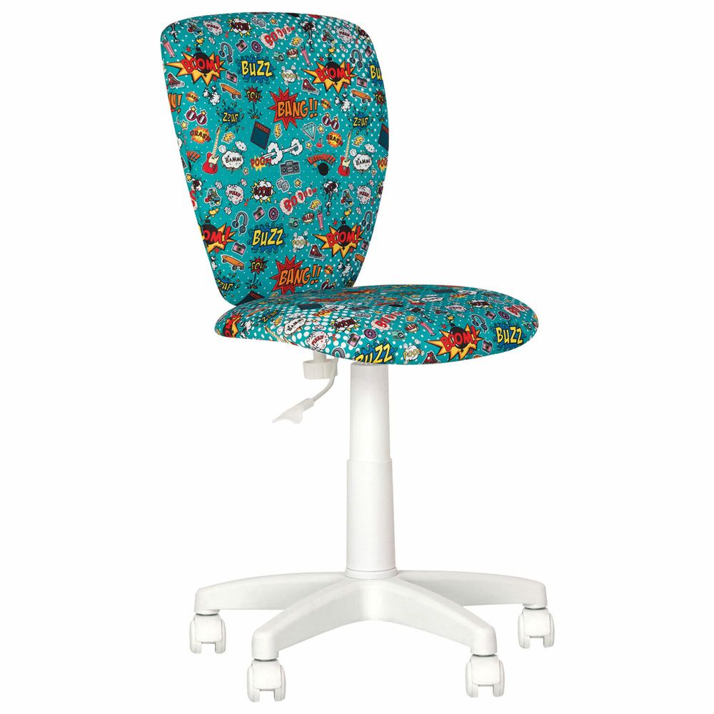 Кресло детское "POLLY GTS white" без подлокотников, бирюзовое с рисунком