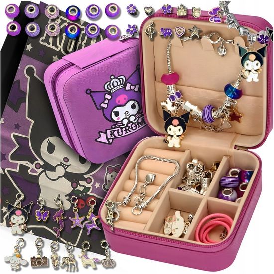 Набор для создания браслетов и украшений в шкатулке Кити 72 предмета фиолетовый