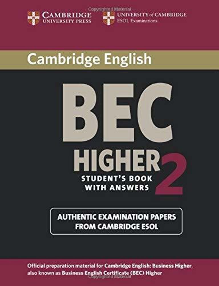 Cambridge BEC Higher 2: Practice Tests Students Book with Answers
