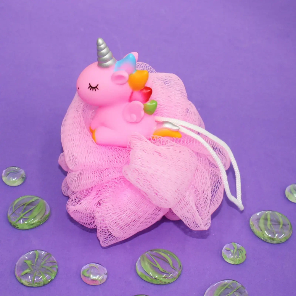 Мочалка-шар для тела полипропиленовая детская «Baby Boom - Единорожек», цвет розовый, 20гр, d-11см