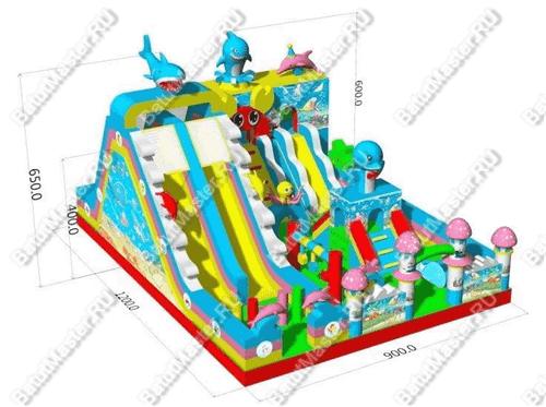 Коммерческий надувной батут "В глубинах моря" 12*9*6,5 м