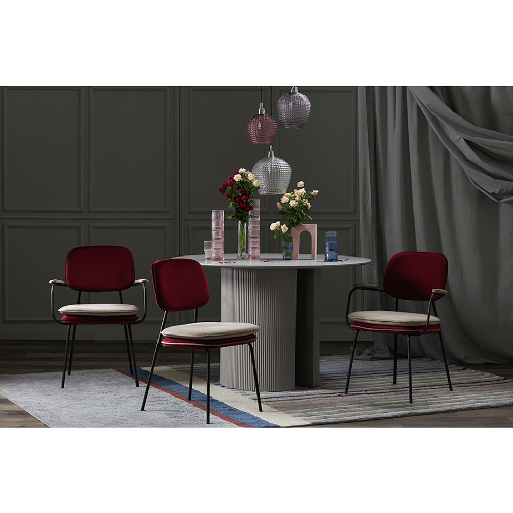 Стул с подлокотниками и контрастным кантом pea, велюр, бордовый/бежевый