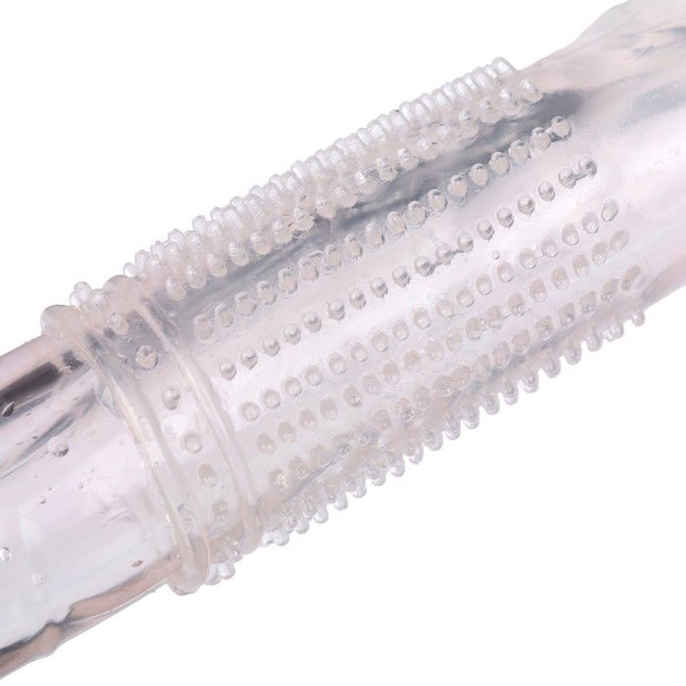 Прозрачная массажная насадка на пенис с шишечками - 12,5 см. (Цвет: прозрачный)