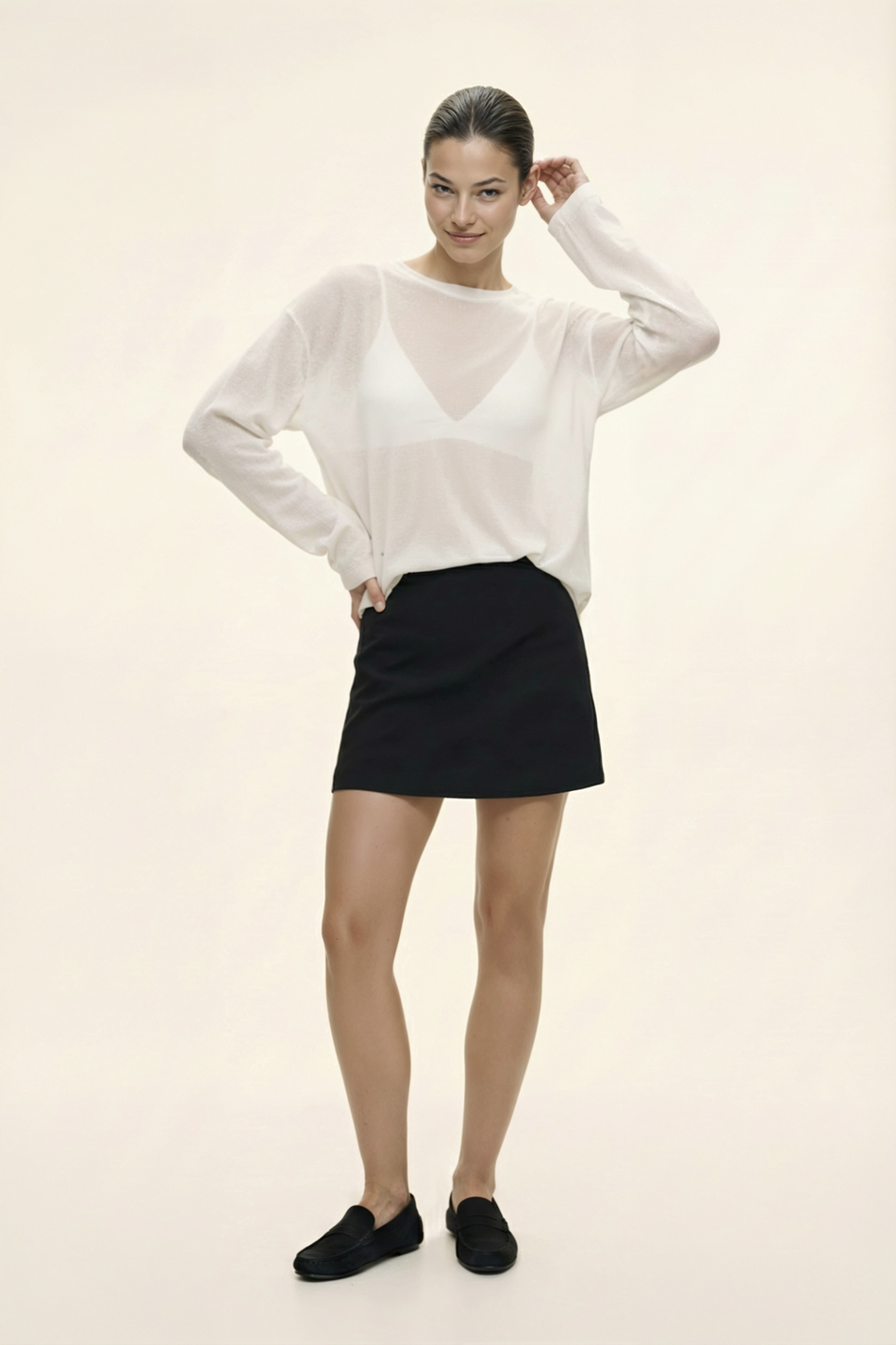 Лонгслив из трикотажа прямого силуэта