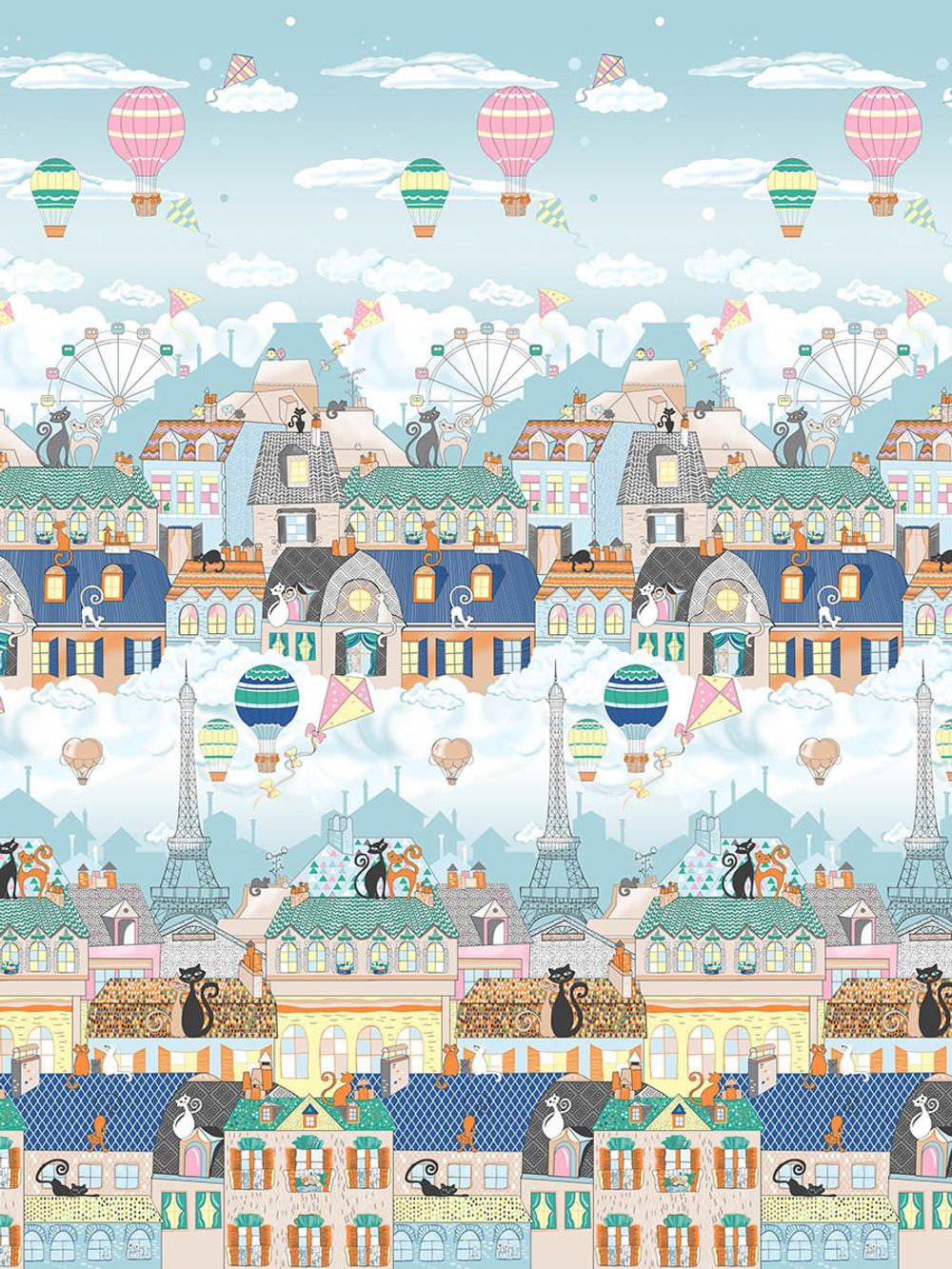 Постельное белье Сказка "Париж" 1,5-сп Наволочка 50х70 см 1 шт Простынь на резинке 90х200 см Пододеяльник 145х215 см, перкаль