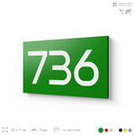 Номер на дверь 736, табличка на дверь для офиса, квартиры, кабинета, аудитории, склада, зеленая 120х70 мм, Айдентика Технолоджи