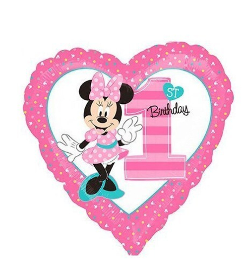 Шар сердце Минни Маус годик