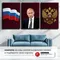 Модульная картина "Флаг РФ, Президент РФ и герб РФ"