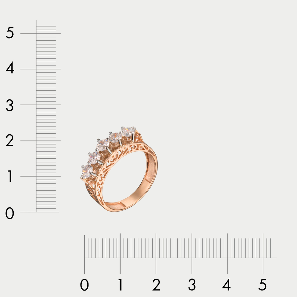 Кольцо женское из розового золота 585 пробы с фианитами (арт. К-205)